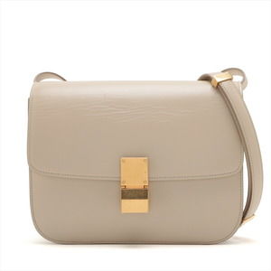 Celine Classic Box Leather Shoulder Bag Beige